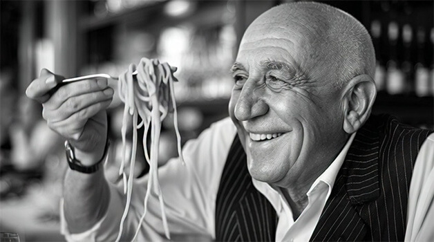 Un homme qui apprécie nos pates