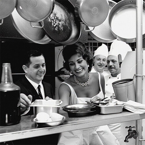 Des personnes dans une cuisine de restaurant